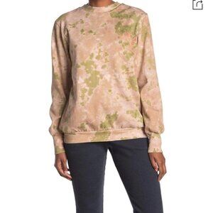 AFRM Munroe Printed Crew Neck Sweatshirt In Blush Olive Tie Dye